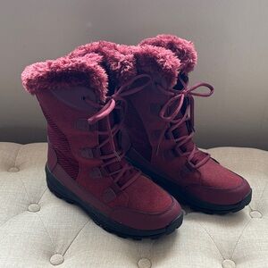 Burgundy Fur-Lined Winter Boots